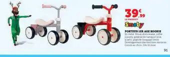 Hyper U SMOBY Porteur 1er age rookie offre