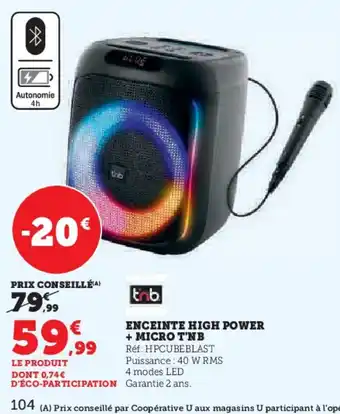Hyper U Enceinte high power + micro t'nb offre