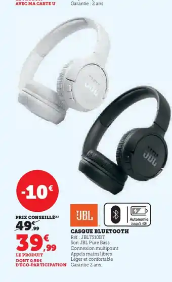 Hyper U JBL Casque bluetooth offre