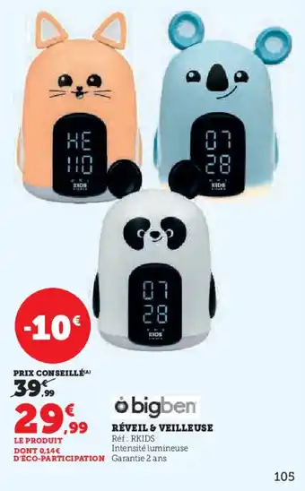 Hyper U BIGBEN Réveil & veilleuse offre