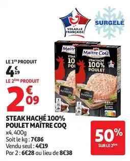 Auchan Steak haché 100% poulet maître coq offre