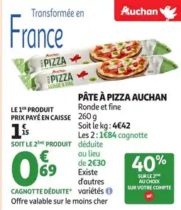 Auchan Pâte à pizza auchan offre