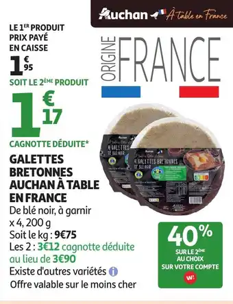Auchan Galettes bretonnes auchan à table en france offre
