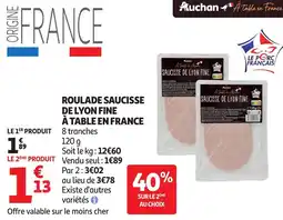 Auchan Roulade saucisse de lyon fine à table en france offre