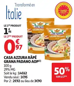 Auchan Casa azzura râpé grana padano aop offre
