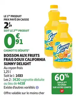 Auchan Boisson aux fruits frais doux california sunny delight offre