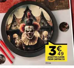 Centrakor Assiettes clown tueur carton x10 offre