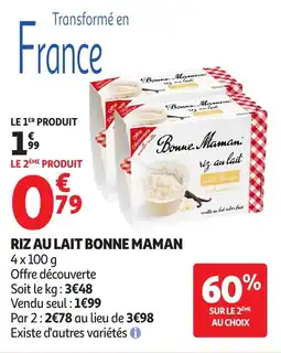 Auchan Riz au lait bonne maman offre