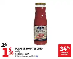 Auchan Pulpe de tomates cirio offre