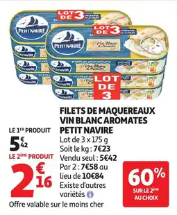 Auchan Filets de maquereaux vin blanc aromates petit navire offre