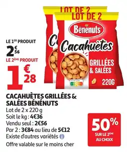 Auchan Cacahuètes grillées & salées bénénuts offre