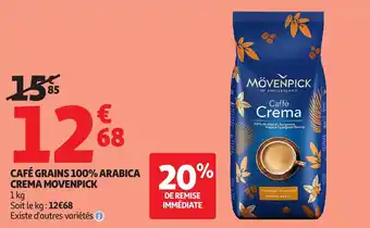 Auchan Café grains 100% arabica crema movenpick offre