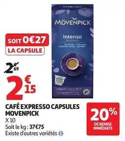 Auchan Café expresso capsules movenpick offre