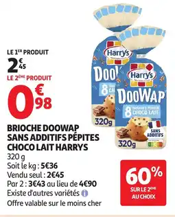 Auchan Brioche doowap sans additifs pépites choco lait harrys offre