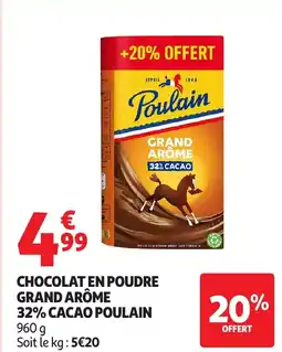 Auchan Chocolat en poudre grand arôme 32% cacao poulain offre