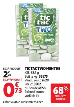 Auchan Tictactwo menthe offre