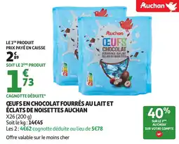 Auchan Œufs en chocolat fourrés au lait et éclats de noisettes auchan offre