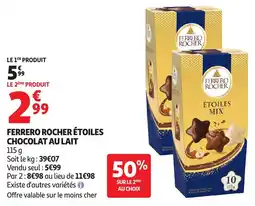 Auchan Ferrero rocher étoiles chocolat au lait offre