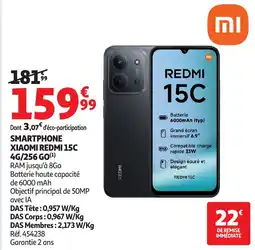 Auchan Smartphone xiaomi redmi 15c 4g/256 go offre