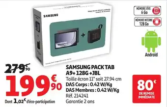 Auchan Samsung pack tab a9+ 128g +jbl offre