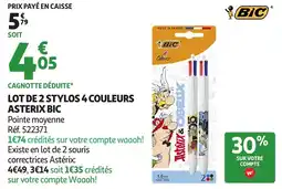 Auchan Lot de 2 stylos 4 couleurs asterix bic offre