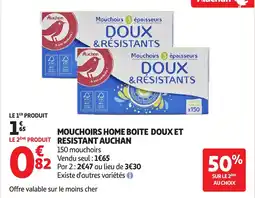 Auchan Mouchoirs home boite doux et resistant auchan offre