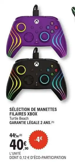 E.Leclerc SÉLECTION DE MANETTES FILAIRES XBOX offre