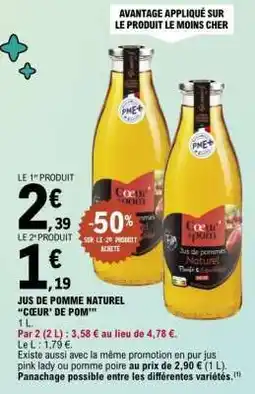 E.Leclerc Jus de pomme naturel 'Cœur de Pom' offre
