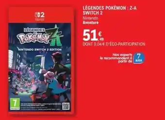 E.Leclerc LÉGENDES POKÉMON : Z-A SWITCH 2 offre