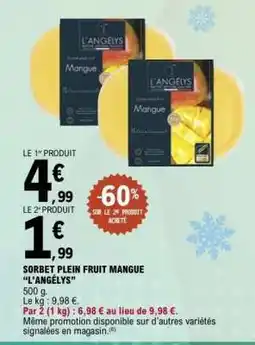 E.Leclerc SORBET PLEIN FRUIT MANGUE “L’ANGÉLYS” offre