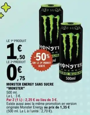 MONSTER ENERGY SANS SUCRE “MONSTER”