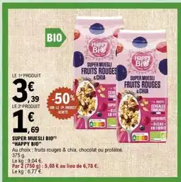 E.Leclerc SUPER MUESLI BIO 'HAPPY BIO' offre