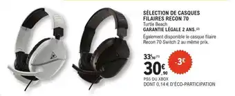 E.Leclerc SÉLECTION DE CASQUES FILAIRES RECON 70 offre