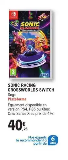 E.Leclerc SONIC RACING CROSSWORLDS SWITCH offre
