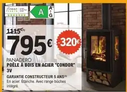 E.Leclerc PANADERO POÊLE À BOIS EN ACIER CONDOR 3V offre