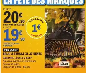 E.Leclerc FISKARS BALAI À FEUILLE XL 27 DENTS offre