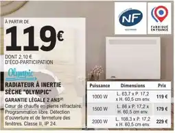 E.Leclerc Radiateur à inertie sèche 'Olympic' offre