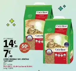 E.Leclerc Litière Originale 100% Végétale 'Cat's Best' offre