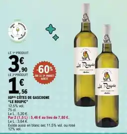 E.Leclerc IGP CÔTES DE GASCOGNE 'LE ROUPIC' offre