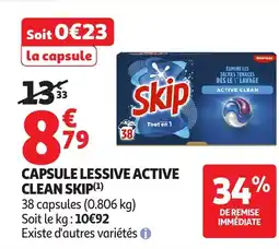 Auchan Capsule lessive active clean skip offre