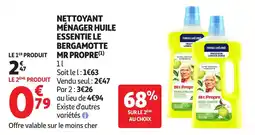 Auchan Nettoyant ménager huile essentie le bergamotte mr propre offre