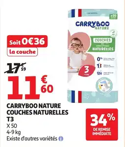 Auchan Carryboonature couches naturelles t3 offre