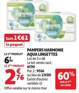 Auchan Pampers harmonie aqua lingettes offre