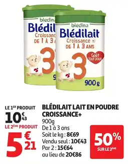 Auchan Blédilait lait en poudre croissance+ offre