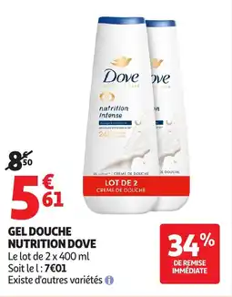 Auchan Gel douche nutrition dove offre