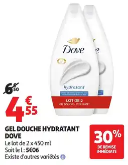 Auchan Gel douche hydratant dove offre