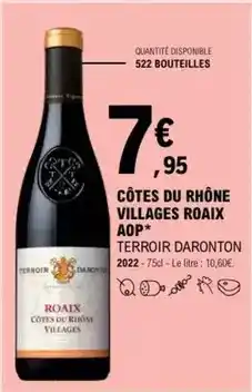 E.Leclerc Terroir daronton - côtes du rhône villages roaix aop offre