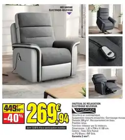 E.Leclerc OUNGITUDE Fauteuil de relaxation électrique releveur offre