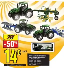 E.Leclerc Engin agricole a friction tracteur + remorque 1:24 offre
