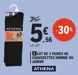 E.Leclerc Lot de 3 paires de chaussettes homme ou junior offre